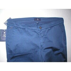 New NWT Womens 34 Dark Blue Fay Designer Pants Italy Satin Cotton Work Office